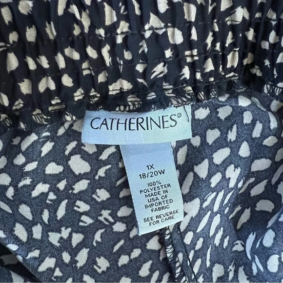 Catherines Lightweight Pants 1X Tan and Black Spotted Elastic Waist Pockets Thin - Picture 6 of 6